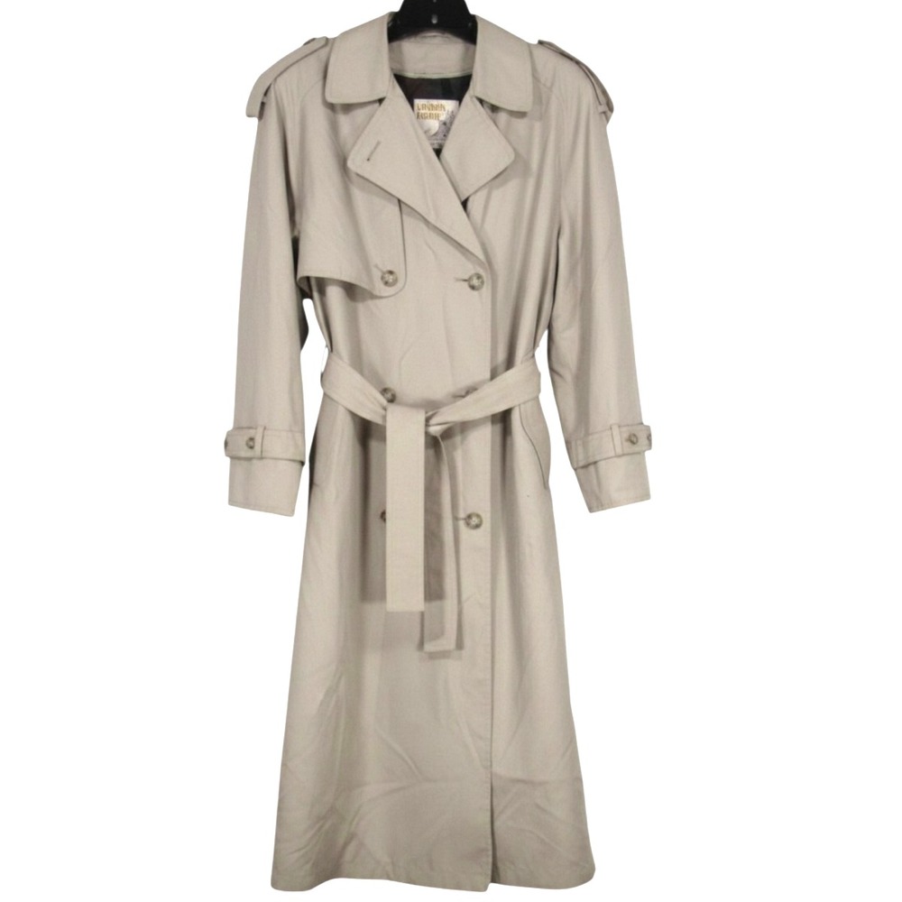 LONDON TOWNE PETITE Removable Liner BUTTON-DOWN Pockets TRENCH COAT JACKET 14P